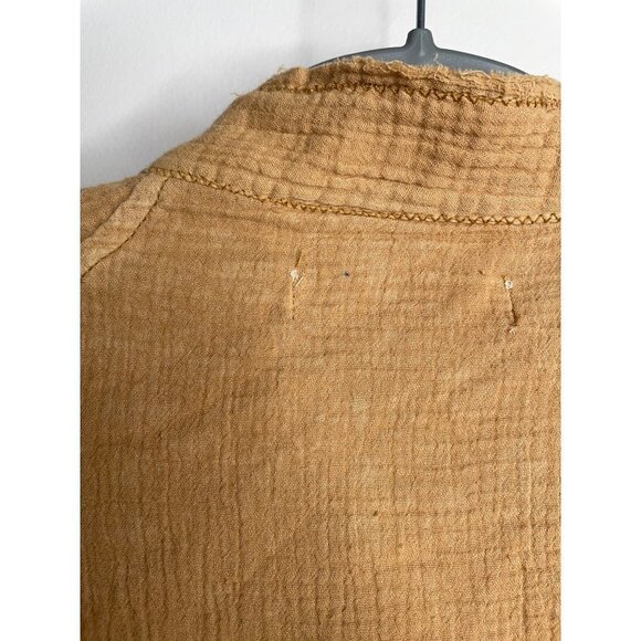 FREE PEOPLE We the Free Summer Daydream Frayed Button Down Shirt Taupe Size S NE - Picture 10 of 10